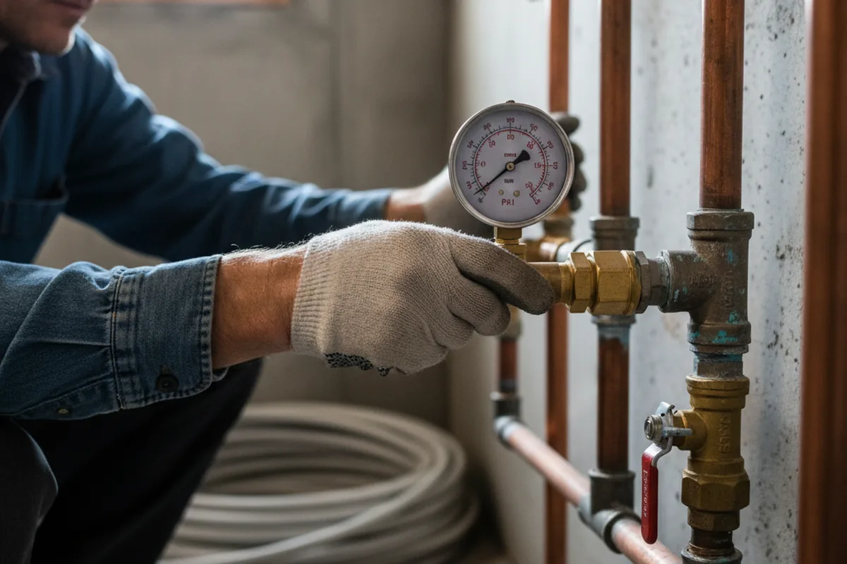 Pressure testing a repaired line during Water Line Repair in Captain Cook